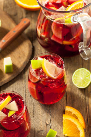 Homemade Fruity Spanish Red Sangria with Apples and Citrusの写真素材