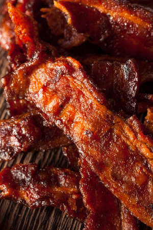 Homemade Dried Barbecue Bacon Jerky with Salt