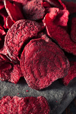 Healthy Purple Baked Beet Chips with Sea Saltの写真素材