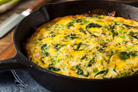 Homemade Spinach and Feta Fritatta in a Skillet