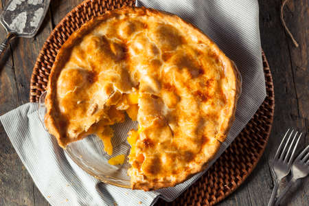 Homemade Warm Peach Pie Ready to Eatの写真素材