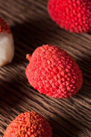 Raw Organic Red Lychee Berries Ready to Eatの写真素材