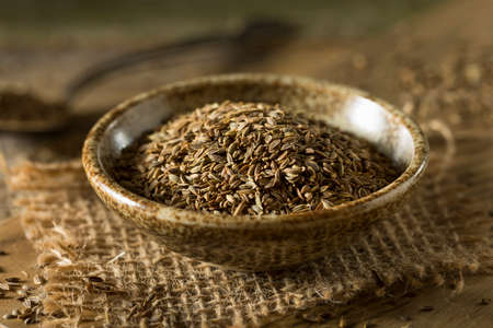 Raw Organic Dill Seed in a  Bowlの写真素材
