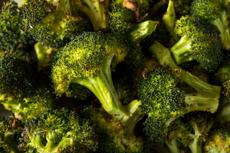 Organic Green Roasted Broccoli Florets with Garlicの写真素材