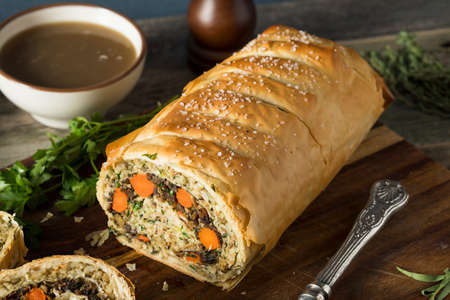 Homemade Holiday Vegan Wellington  with Carrots, Beans, Mushrooms