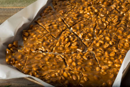 Homemade Holiday Peanut Brittle Broken into Piecesの写真素材