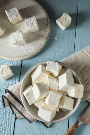 Homemade Sweet Square Marshmallows Ready to Eatの写真素材