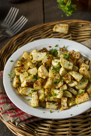 Healthy Homemade Roasted Kohlrabi with Herbs and Spicesの写真素材