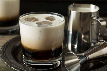 Homemade Coffee White Russian with Cream and Vodka