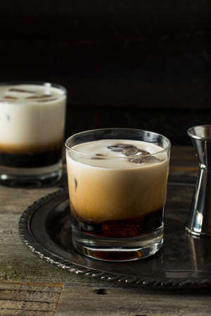 Homemade Coffee White Russian with Cream and Vodka