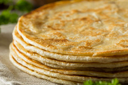 Homemade Flour Indian Paratha Bread Ready to Eatの写真素材