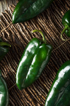 Raw Green Organic Poblano Peppers Ready to Cookの写真素材