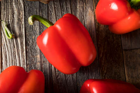 Raw Organic Red Bell Peppers Ready to Eat