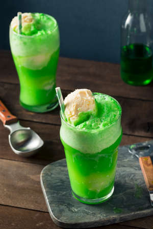 Homemade Green Ice Cream Soda Float for St. Patricks Dayの写真素材