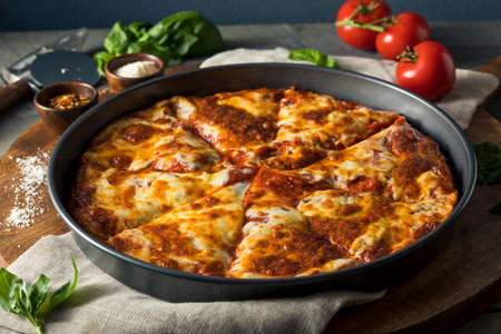 Homemade Cheese Pan Pizza Ready to Eatの写真素材