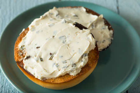 Homemade Mini Plain Bagels Ready to Eatの写真素材