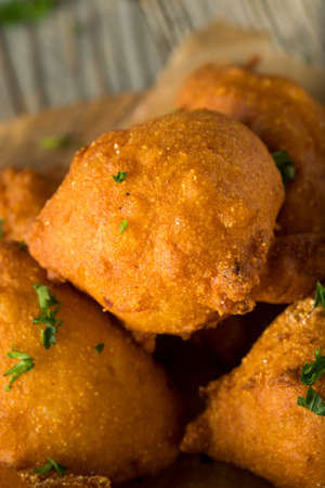 Homemade Deep Fried Hush Puppy Corn Frittersの写真素材