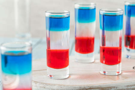 Patriotic Red White and Blue Shots for 4th of Julyの写真素材