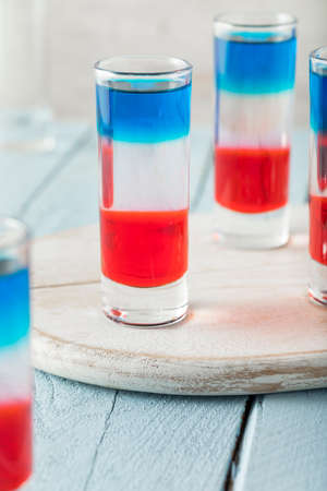Patriotic Red White and Blue Shots for 4th of Julyの写真素材