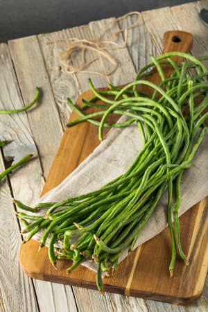 Raw Green Organic Chinese Long Beans Ready to Cook With