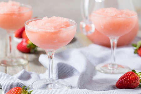 Cold Refreshing Frozen Frosé Rosé Wine Cocktail in the Summerの写真素材