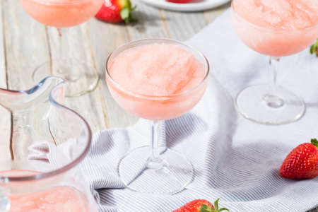 Cold Refreshing Frozen Frosé Rosé Wine Cocktail in the Summer