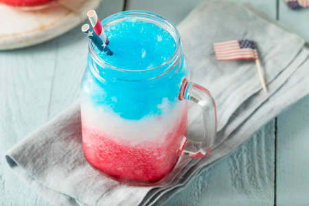 Homemade Patriotic Red White and Blue Slushie Cocktail with Vodkaの写真素材