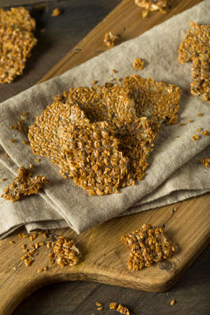 Healthy Homemade Flax Seed Crackers with Nutsの写真素材