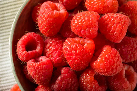 Raw Organic Red Raspberries in a Bowl