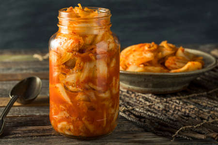Homemade Spicy Fermented Korean Kimchi in a Bowl