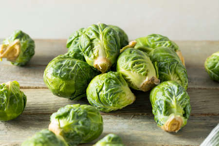 Raw Organic Green Brussel Sprouts Ready to Cook Withの写真素材
