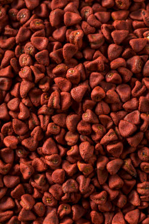 Raw Red Organic Annatto Seeds in a Bowlの写真素材