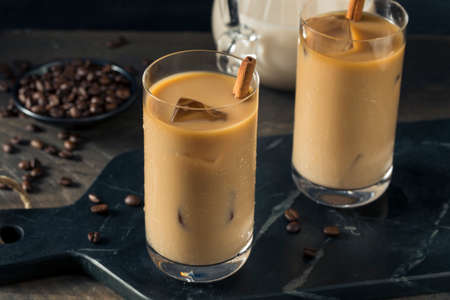 Sweet Homamde Iced Horchata Latte with Cinnamon