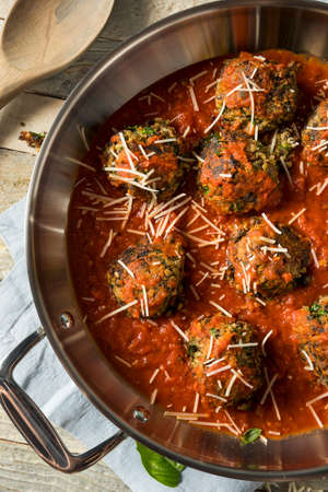 Organic Homemade Vegan Veggie Meatballs in Marinara Sauceの写真素材