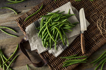 Raw Organic French Green Beans Ready to Cook