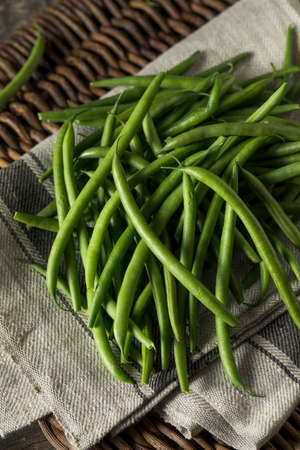 Raw Organic French Green Beans Ready to Cookの写真素材