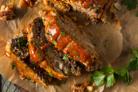 Homemade Savory Spiced Meatloaf with Onion and Parsley