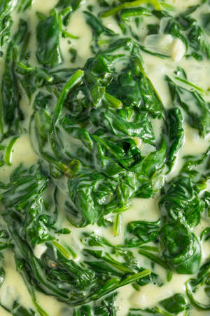Creamy Homemade Creamed Spinach with Onion and Garlicの写真素材