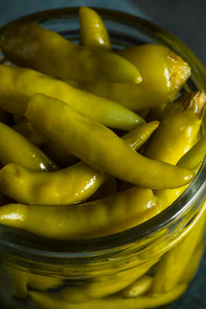 Organic Pickled Green Sport Peppers in a Jar