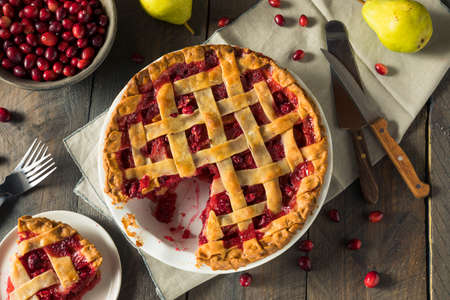 Sweet Homemade Cranberry and pear Pie for Fallの写真素材