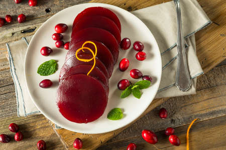 Sweet Canned Cranberry Sauce for Thanksgiving Dinnerの写真素材