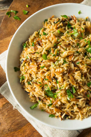 Savory Homemade Rice Pilaf with Parsley and Spicesの写真素材