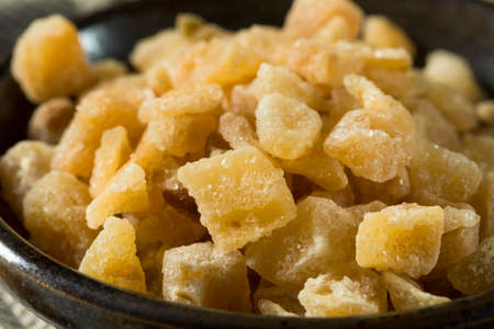 Sweet Organic Crystallized Ginger Candy in a Bowlの写真素材