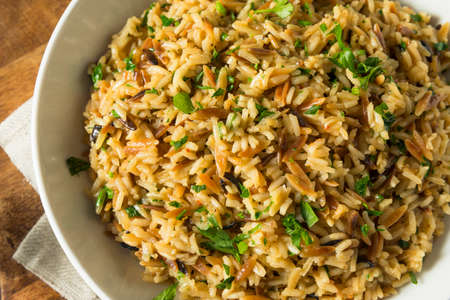 Savory Homemade Rice Pilaf with Parsley and Spicesの写真素材