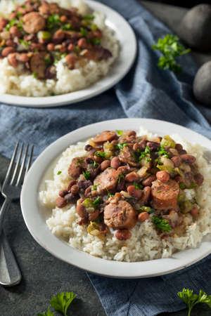 Southern Red Beans and Rice with Andouille Sausageの写真素材