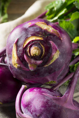 Raw Organic Purple Kohlrabi Ready to Eatの写真素材