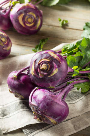 Raw Organic Purple Kohlrabi Ready to Eatの写真素材