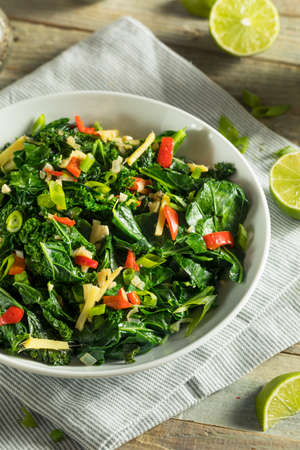 Homemade Organic Green Collard Greens with Pepper and Gingerの写真素材