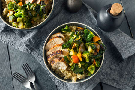 Healthy Chicken and Quinoa Bowl with Roasted Veggiesの写真素材