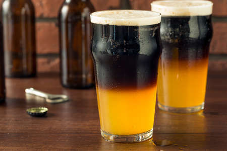 Irish Layered Black and Tan Beer with Lager and Stoughtの写真素材